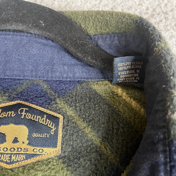 Freedom Foundry Shirt Mens XL Fleece Button Up Green Blue Plaid Flap Pockets - Picture 10 of 12